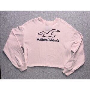 Hollister Cropped Pink Logo Sweatshirt - Women’s Size Small